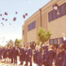 Graduates of The Vanguard School celebrate by tossing their caps